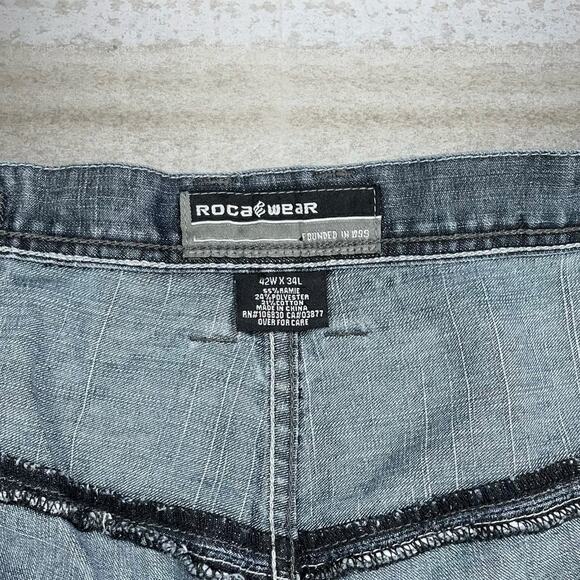 Vintage Y2K Rocawear Skater Wide Leg Jeans 42x34 Baggy Smoke Grey Wash Denim Rap - Picture 5 of 5